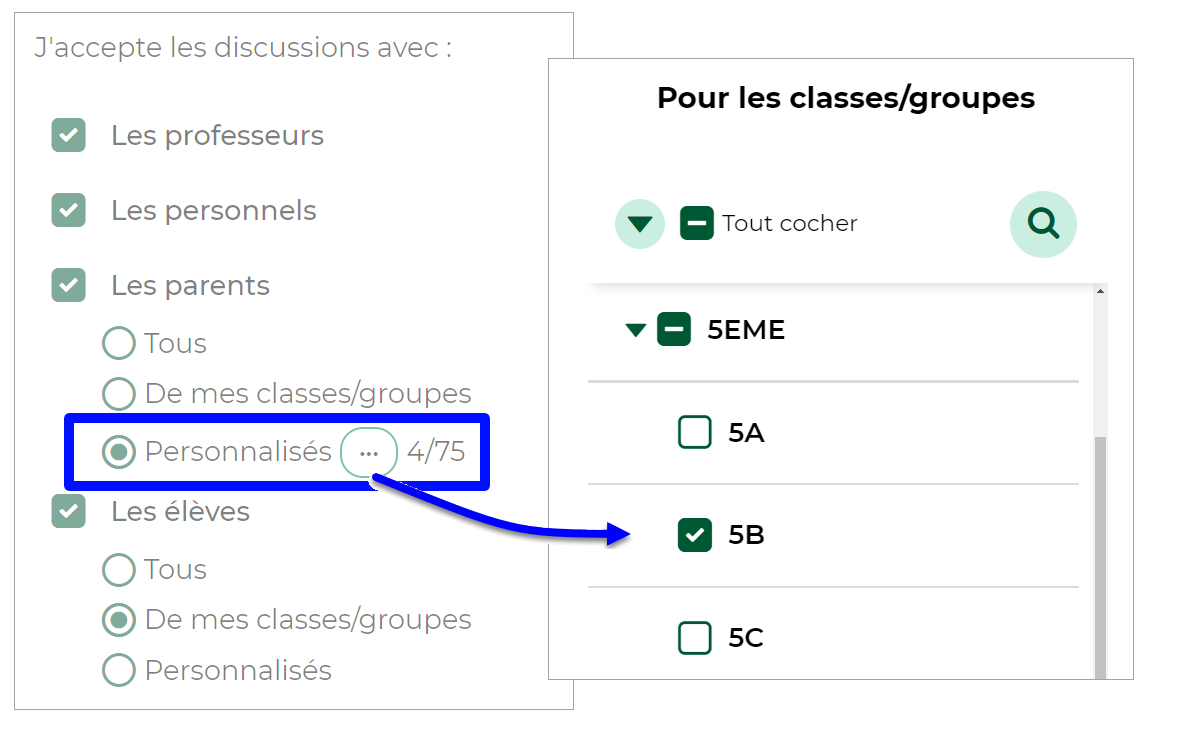 capture cran des paramtres des discussions