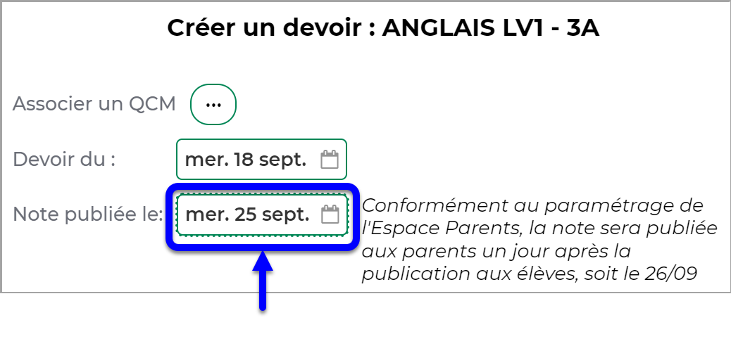 capture cran choix de la date de publication des notes