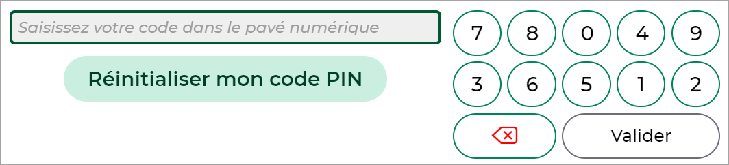 bouton Rinitialiser mon code PIN